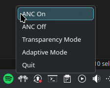Tray Noise Control Mode Menu