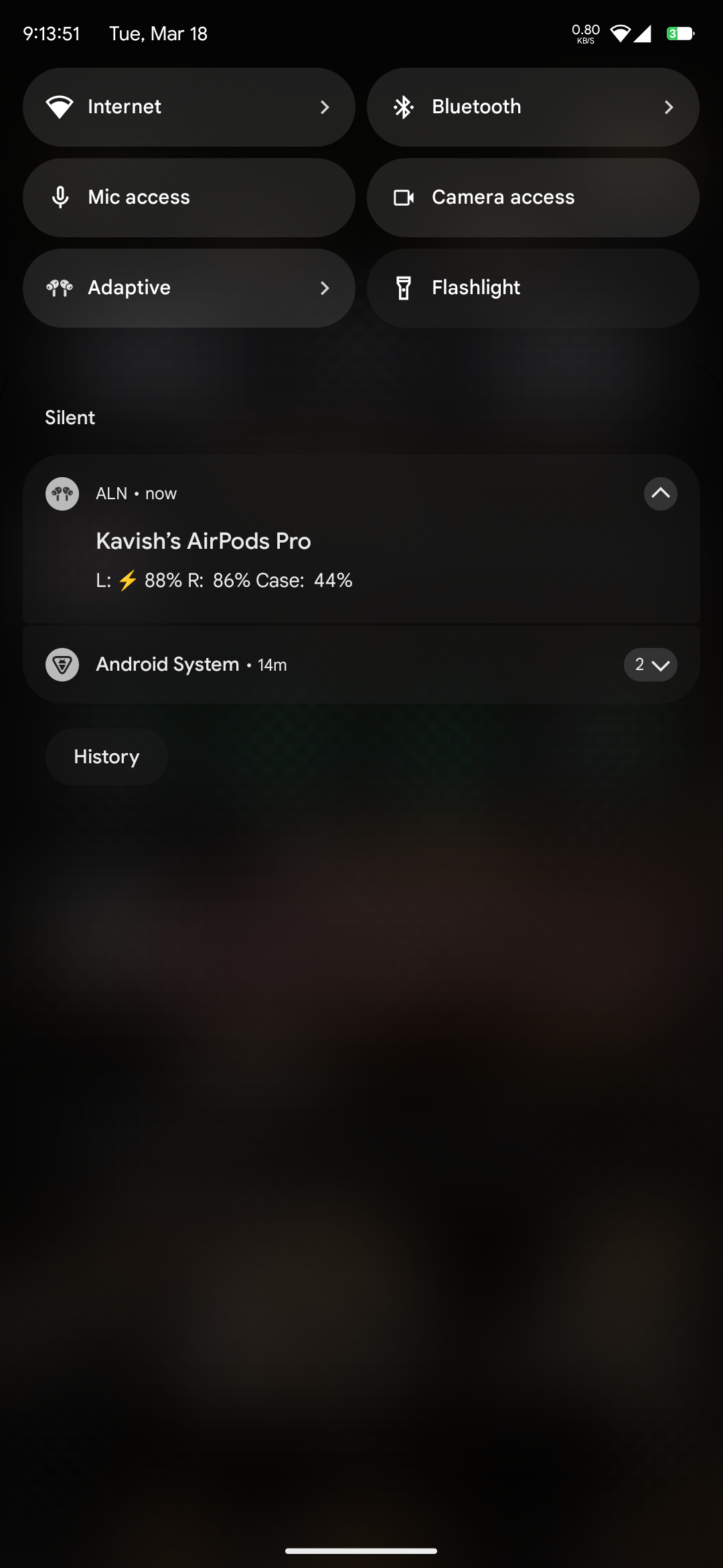 Battery Notification and QS Tile for NC Mode